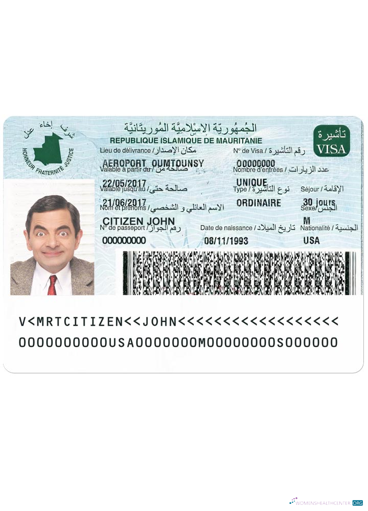 Download MAURITANIE visa version 2 Photoshop template